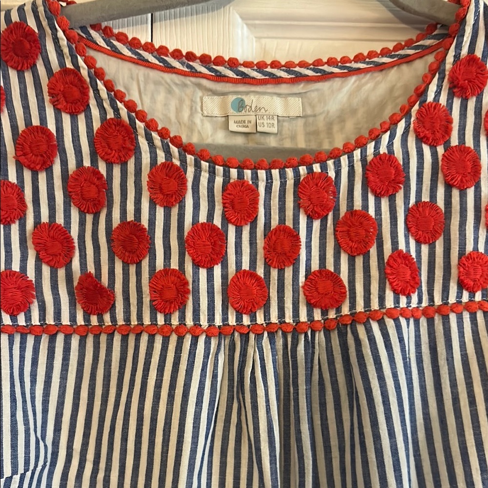 Boden Striped Dress with Red Accents - Picture 2 of 3
